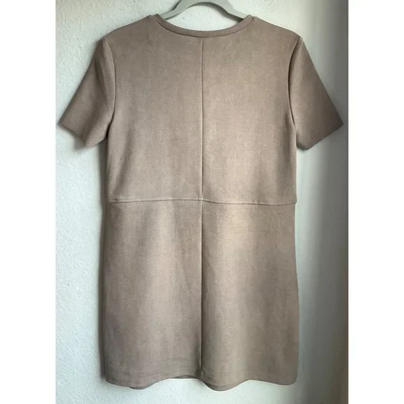 New w/tags Zara Sz.Small Sheath dress pullover Tan short sleeve - Picture 2 of 10